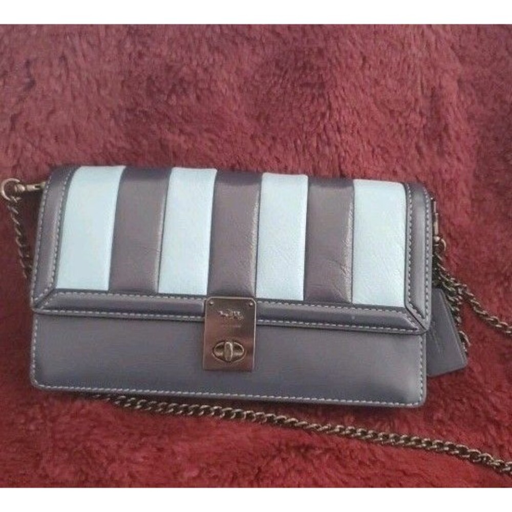 Coach Hutton Leather Convertible Crossbody Bag Midnight Multi Quilting Chain - Picture 13 of 16